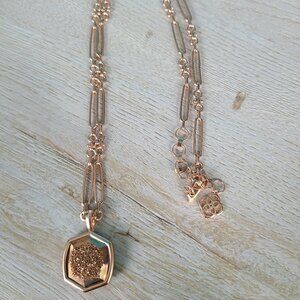 Kendra Scott Davis Rose Gold Pendant Necklace in Rose Gold Drusy